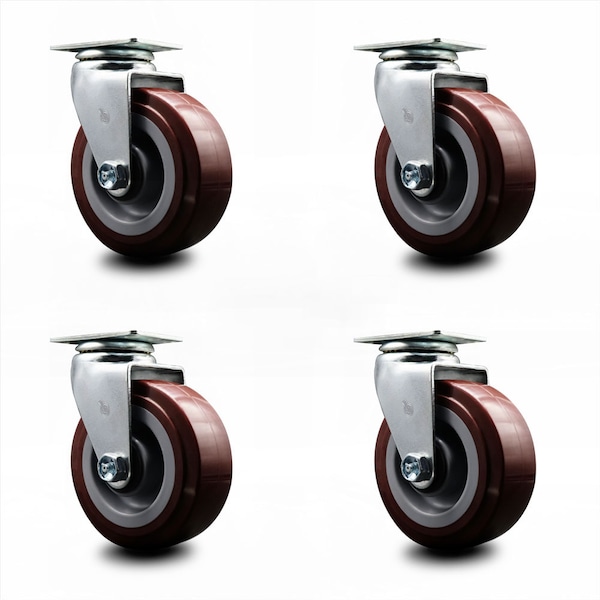 Service Caster 5 Inch Poly on Polyolefin Wheel Swivel Caster Set with Ball Bearings SCC SCC-20S520-PPUB-4 - main